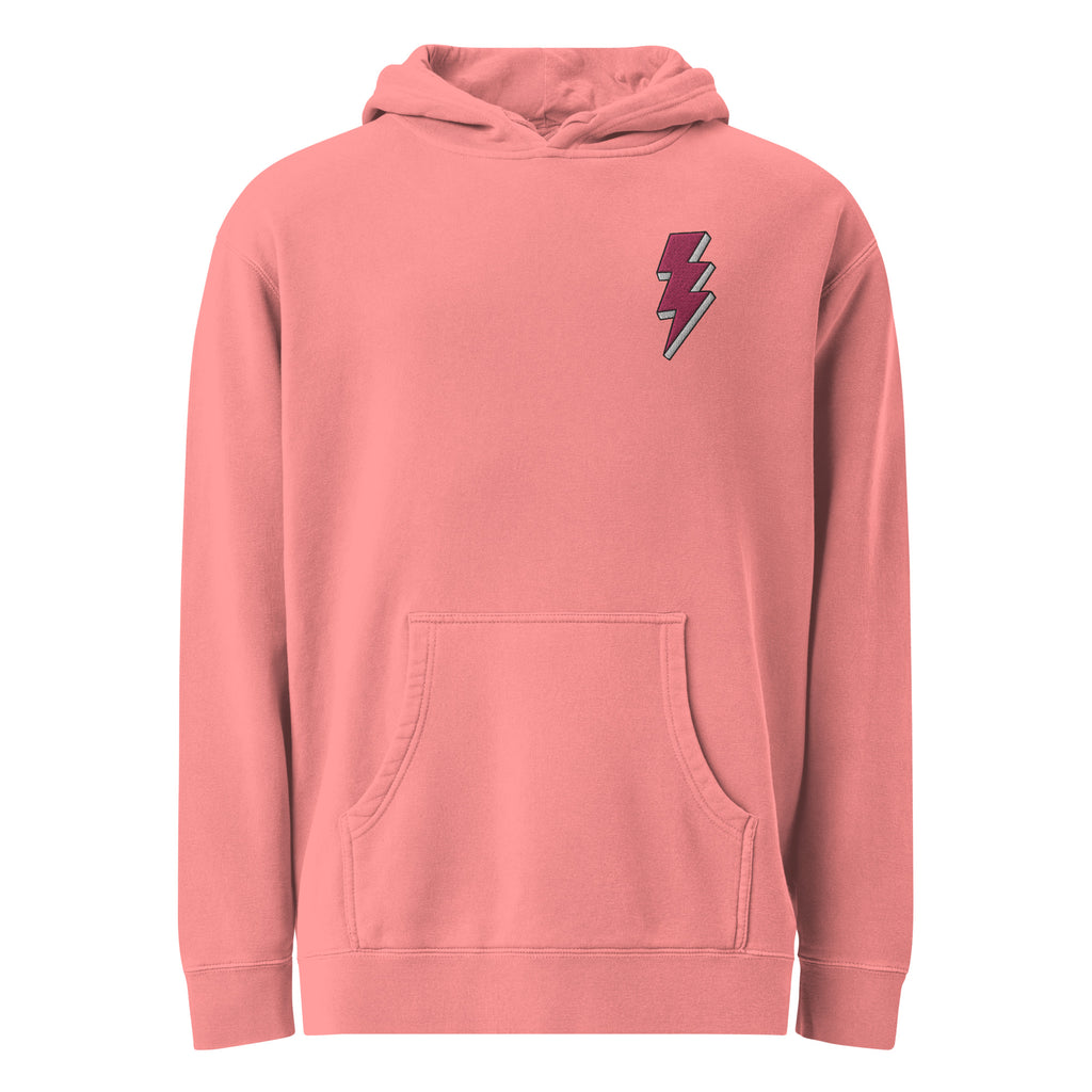 Pink Lightning Unisex Pigment-dyed Hoodie Embroidery
