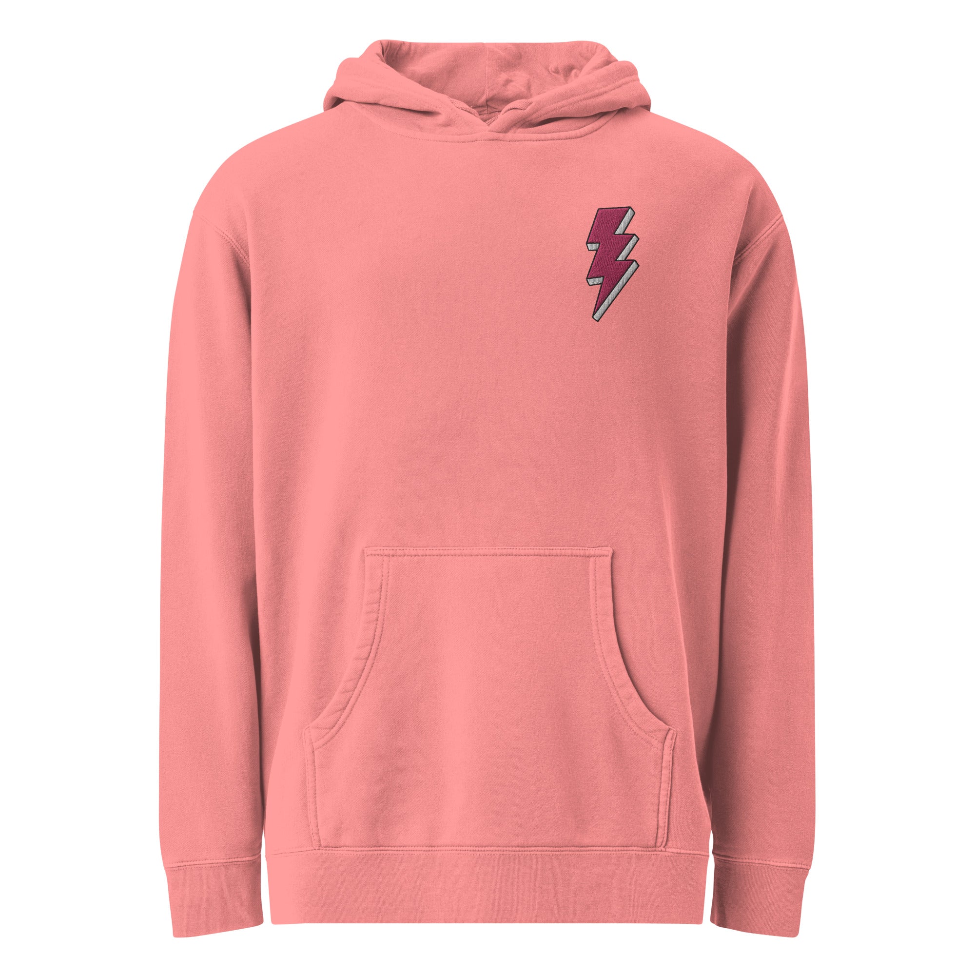 Pink Lightning Unisex Pigment-dyed Hoodie Embroidery