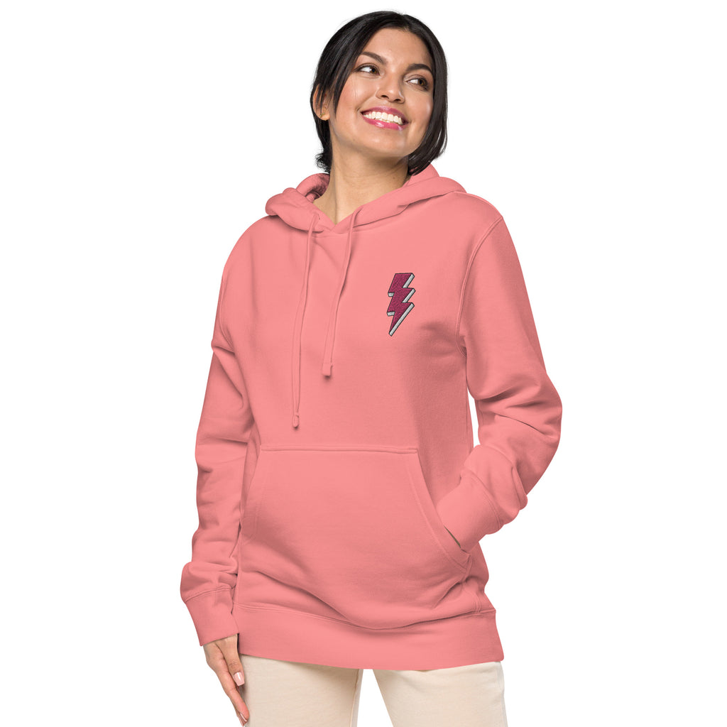 Pink Lightning Unisex Pigment-dyed Hoodie Embroidery