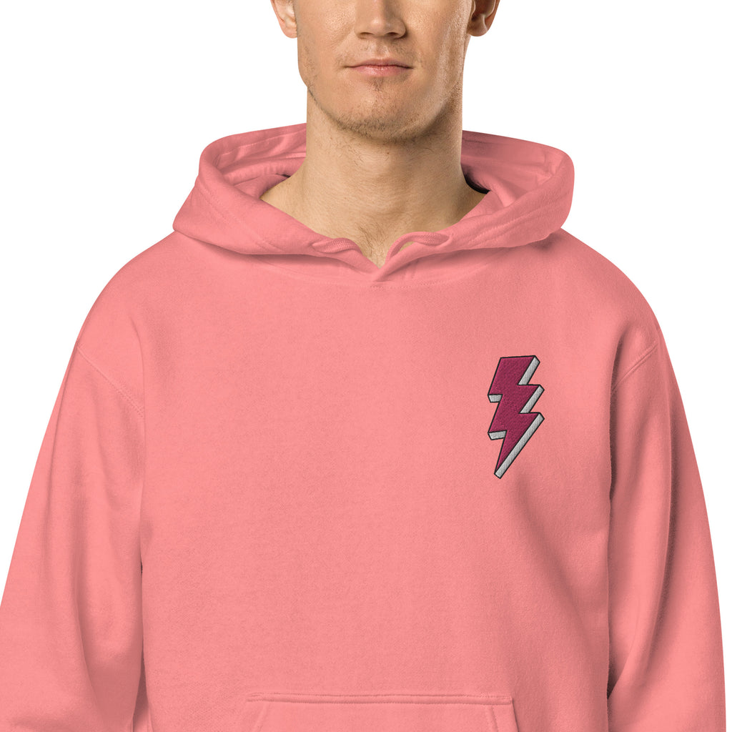 Pink Lightning Unisex Pigment-dyed Hoodie Embroidery