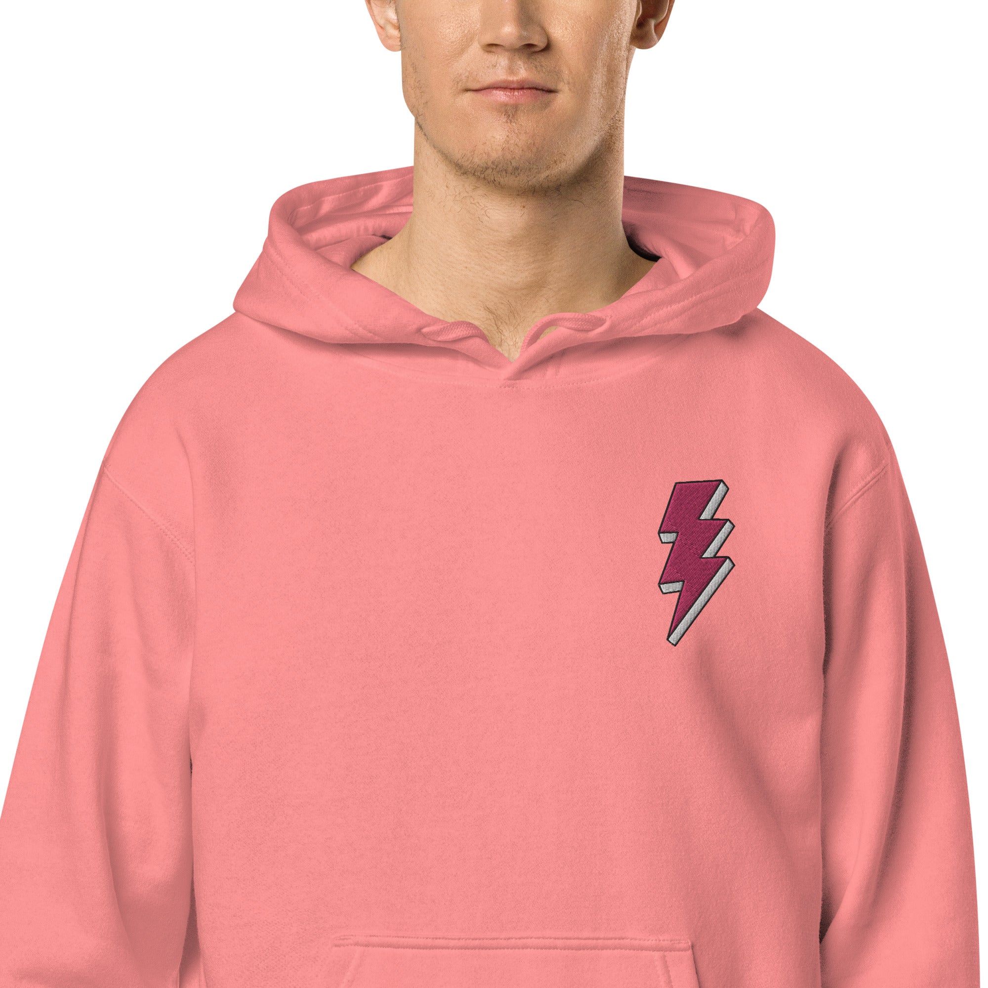 Pink Lightning Unisex Pigment-dyed Hoodie Embroidery