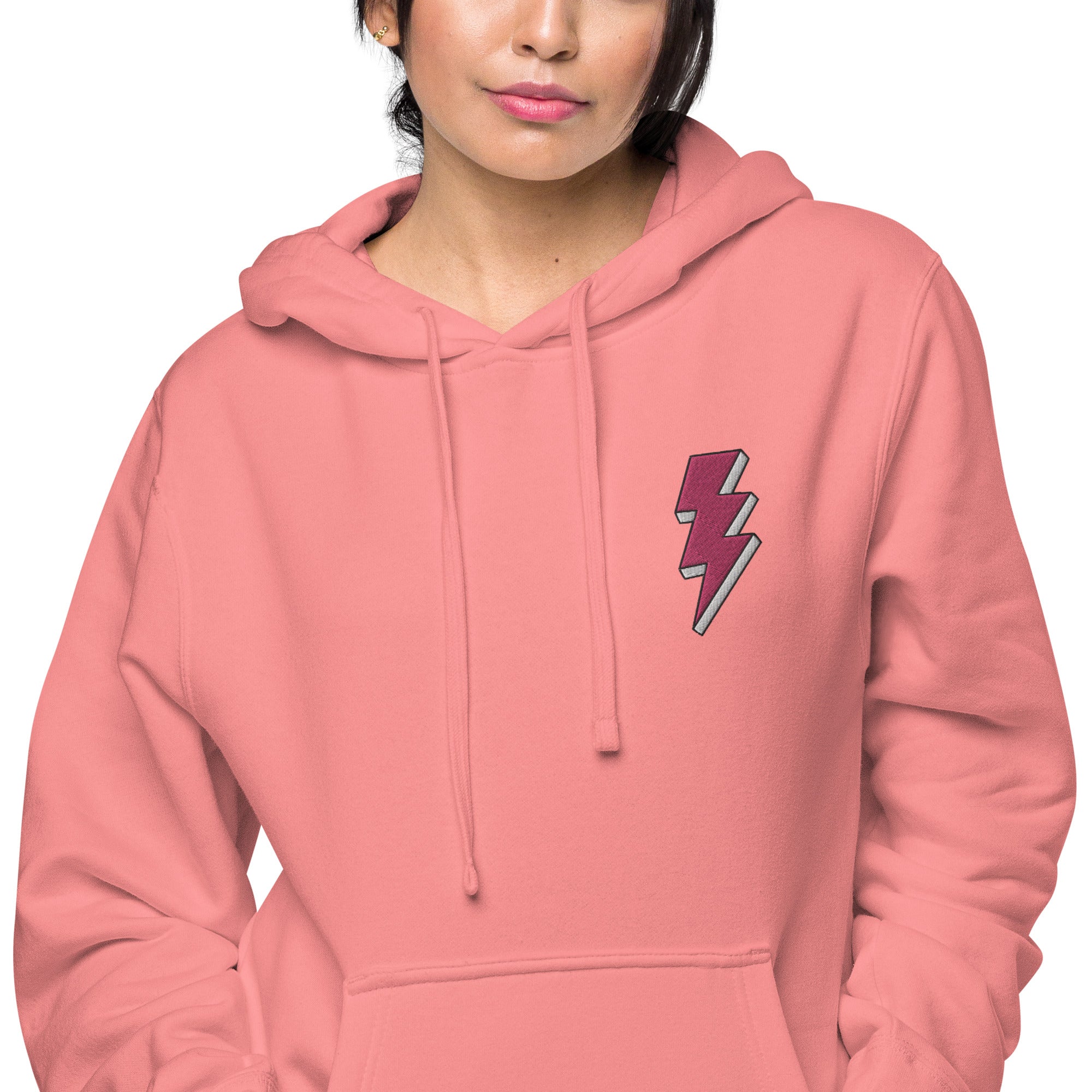 Pink Lightning Unisex Pigment-dyed Hoodie Embroidery