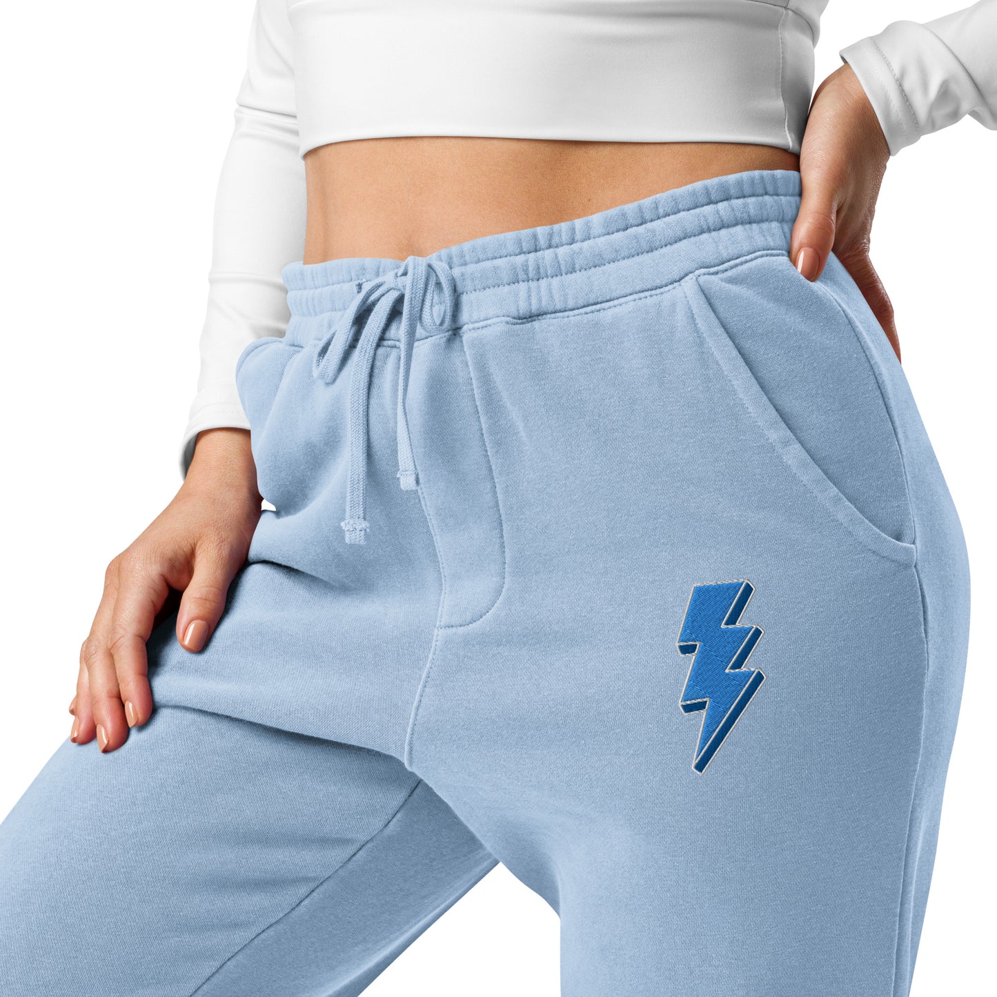 Blue Lightning Unisex pigment-dyed sweatpants Embroidery