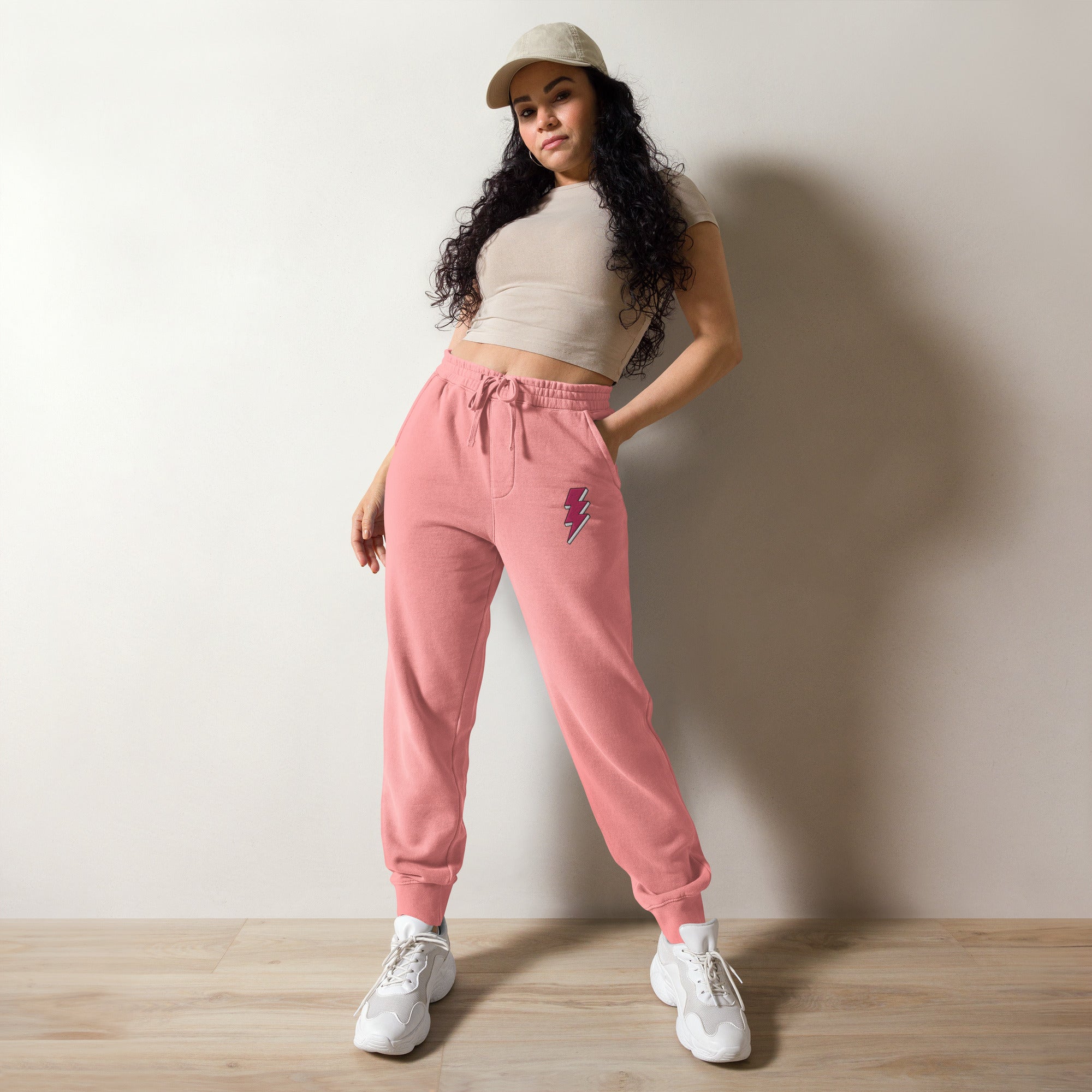Pink Lightning Unisex Pigment-dyed Sweatpants with Embrodery