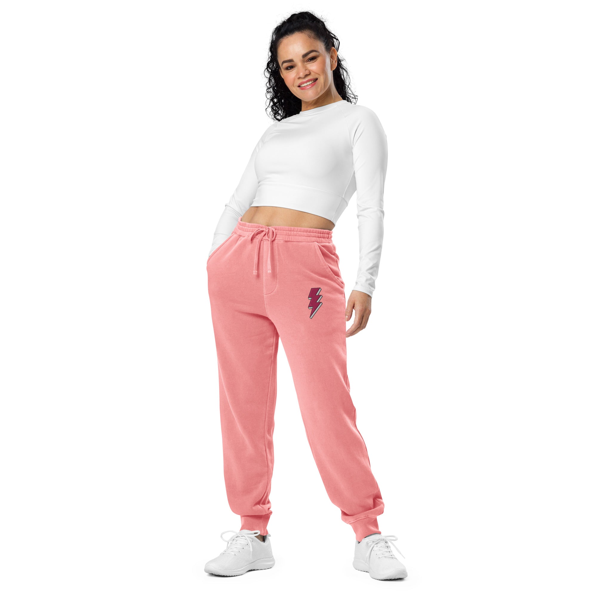 Pink Lightning Unisex Pigment-dyed Sweatpants with Embrodery