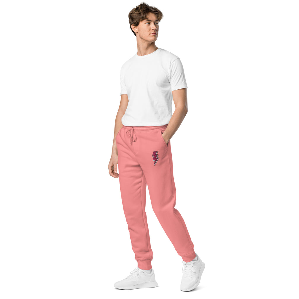 Pink Lightning Unisex Pigment-dyed Sweatpants with Embrodery
