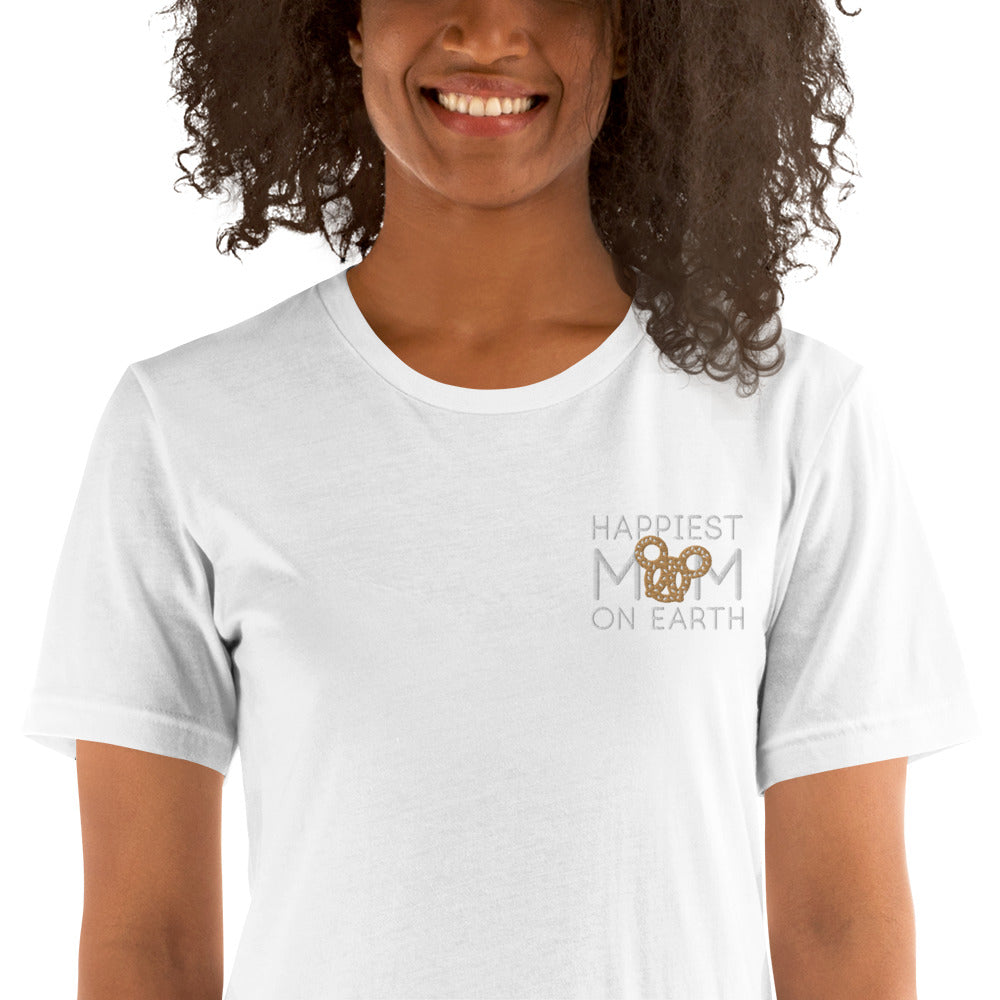 Happiest Mom on Earth Pretzel - Embroidered t-shirt - CraftNOLA