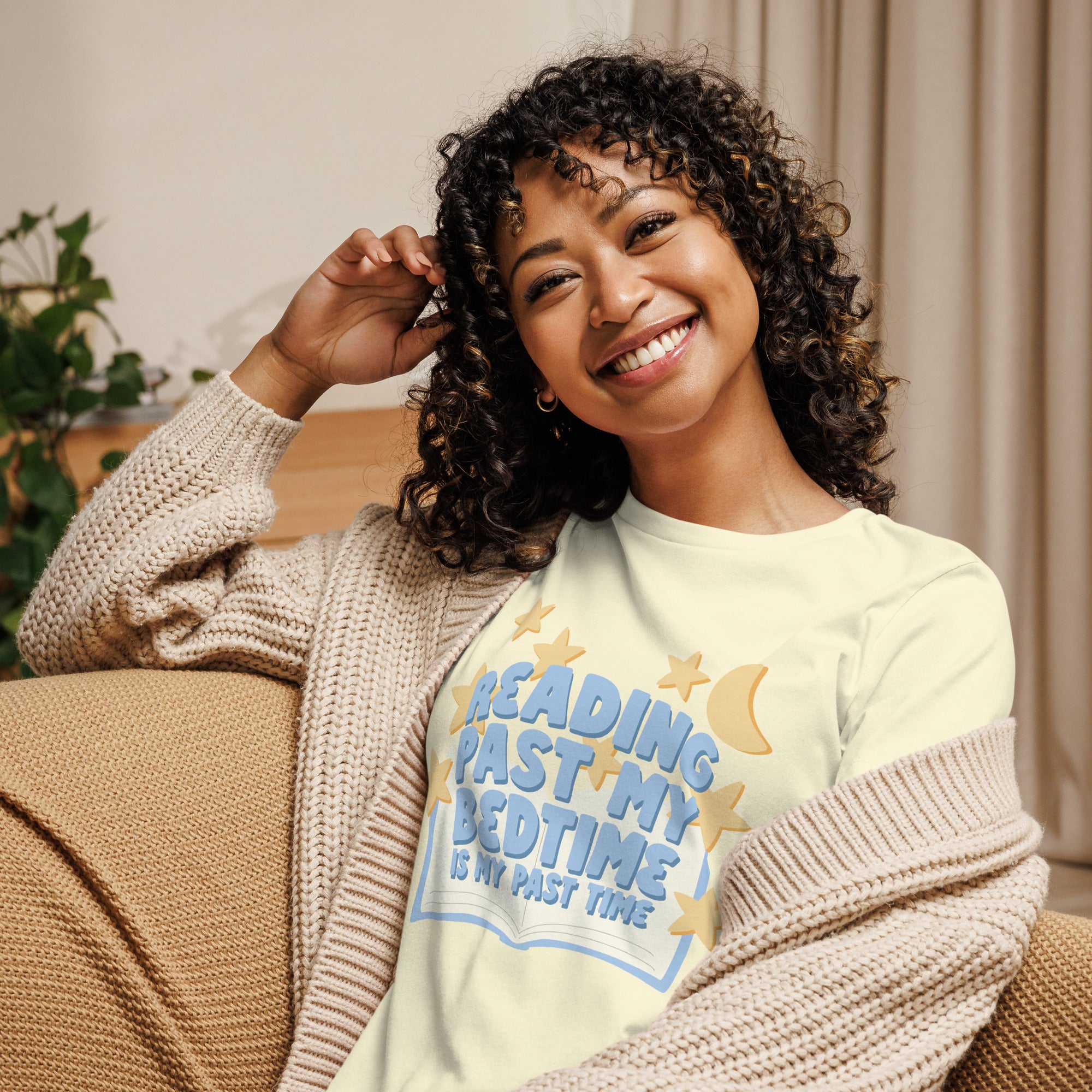 Reading Past My Bedtime - CraftNOLA Tee - Yellow and White