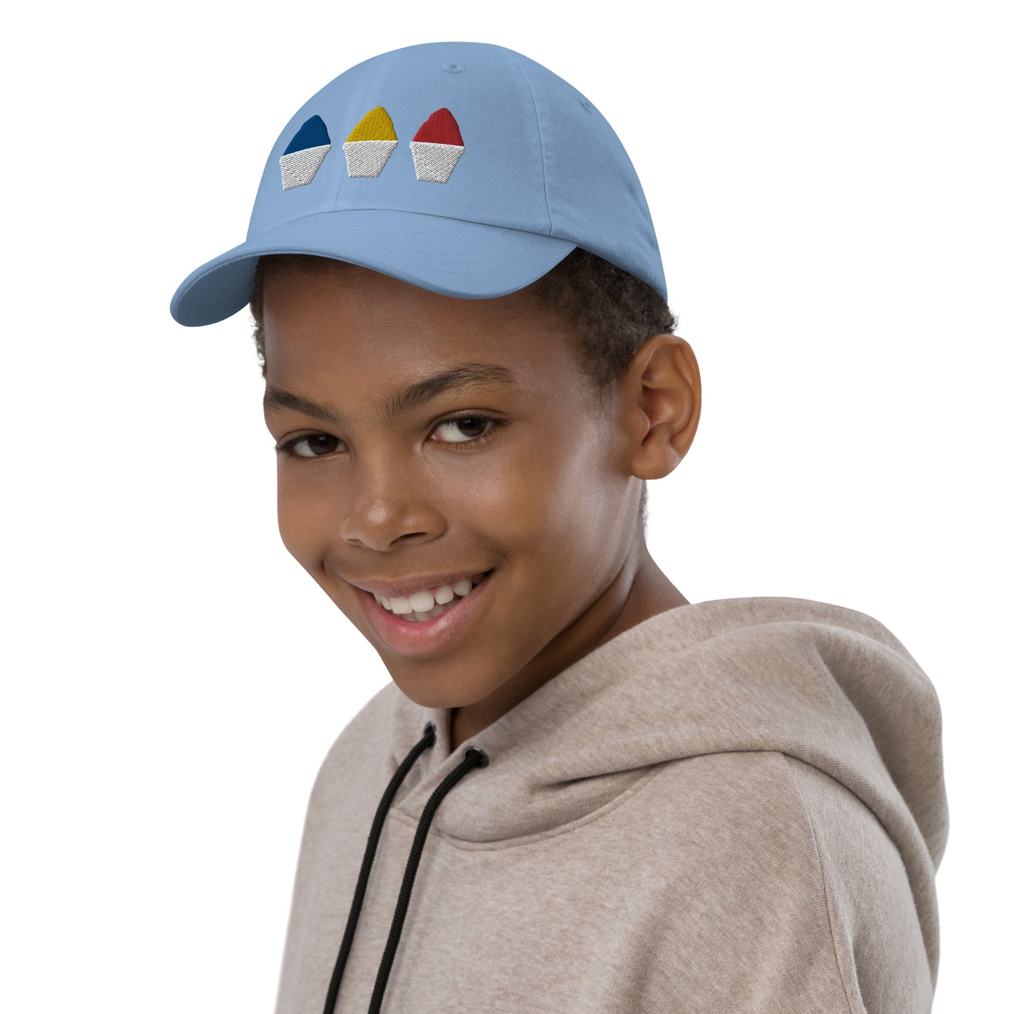 Primary Color Snowball Youth baseball cap - red, yellow, blue