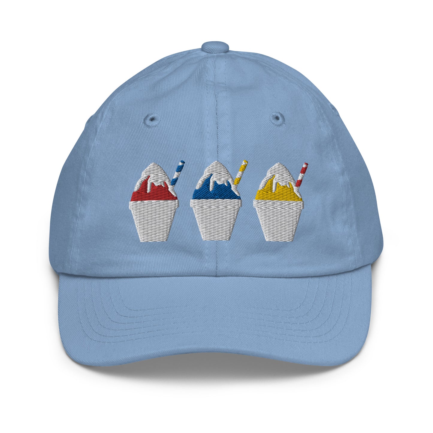 Primary Color Snowball Youth baseball cap - red, yellow, blue with condensed milk