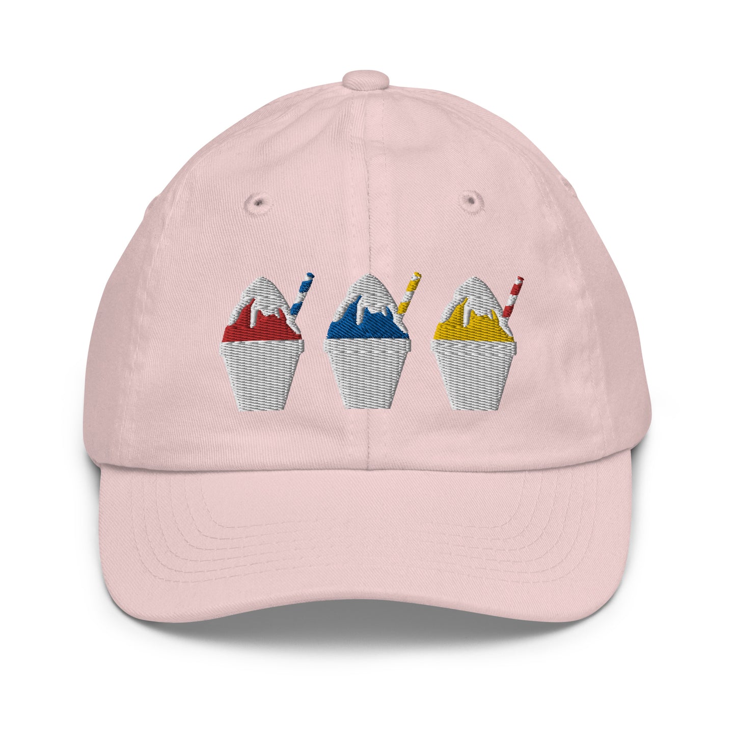 Primary Color Snowball Youth baseball cap - red, yellow, blue with condensed milk