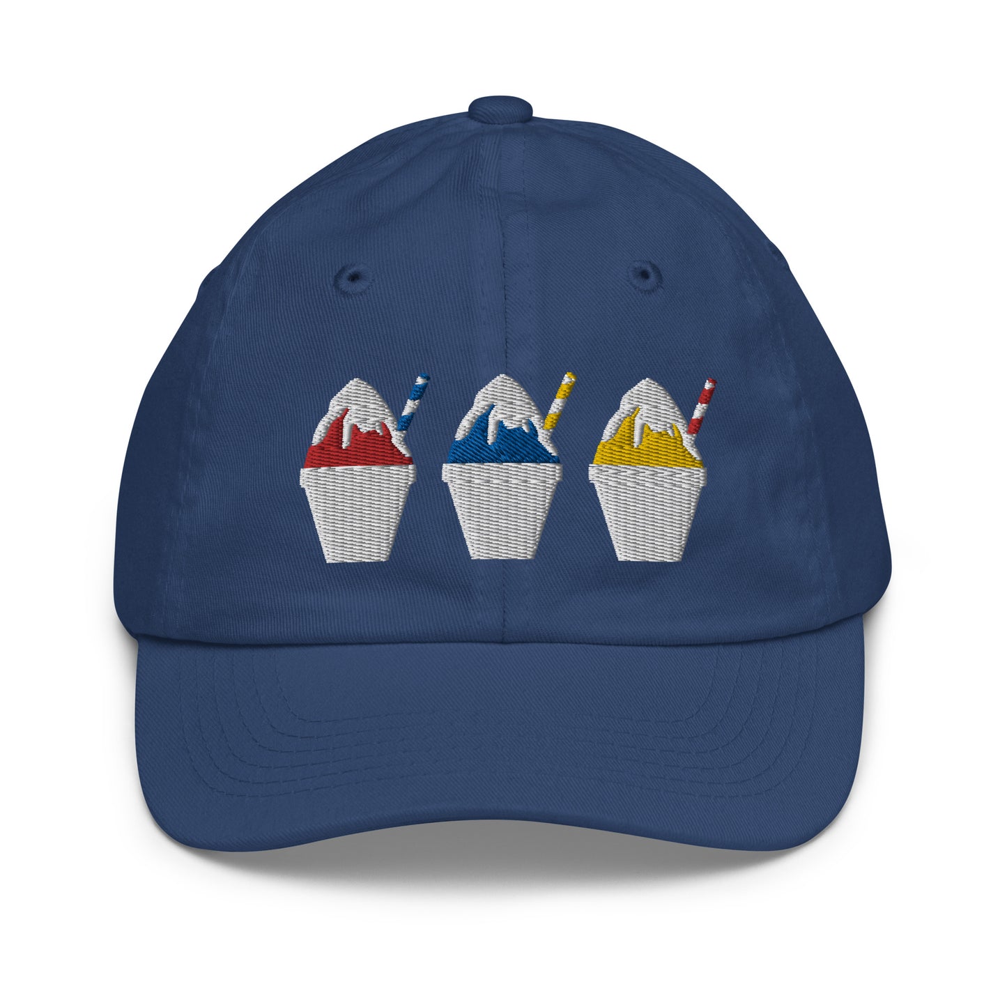 Primary Color Snowball Youth baseball cap - red, yellow, blue with condensed milk