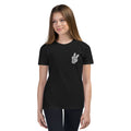 Peace Sign Side Embroidery Youth Short Sleeve T-Shirt